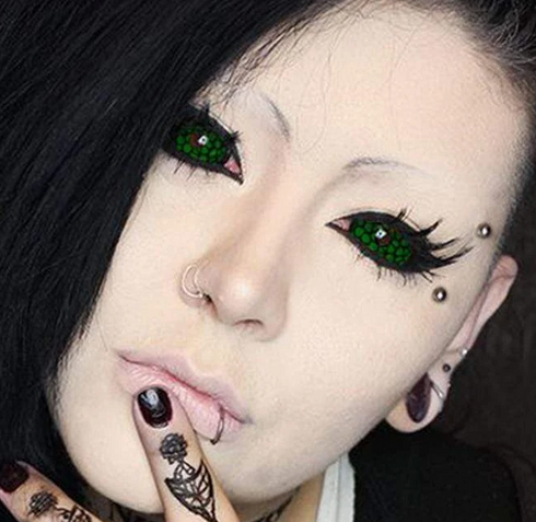 【全眼】トカゲ- SFX-EYES 全眼カラコン 特殊カラコン コスプレ ハロウイン オーダーメイド アニメ 漫画 度付き 度入り 度あり