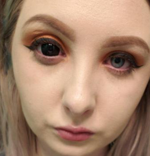 【ミニ全眼】ブラック (17mm) 【度付き可能】- SFX-EYES 全眼カラコン 特殊カラコン コスプレ ハロウイン オーダーメイド アニメ 漫画 度付き 度入り 度あり