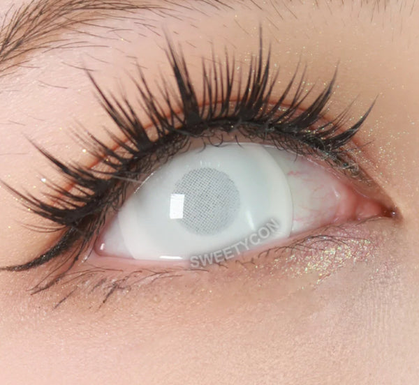 【ミニ全眼】ホワイトメッシュ UV(ブラックライト対応)【視界減少】 (17mm)- SFX-EYES 全眼カラコン 特殊カラコン コスプレ ハロウイン オーダーメイド アニメ 漫画 度付き 度入り 度あり