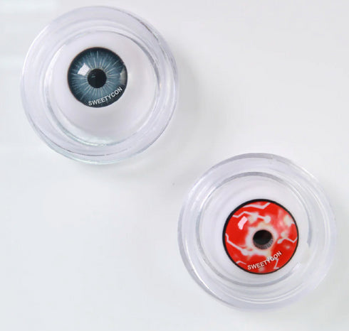 レッド電子回路 【度付き可能】- SFX-EYES 全眼カラコン 特殊カラコン コスプレ ハロウイン オーダーメイド アニメ 漫画 度付き 度入り 度あり